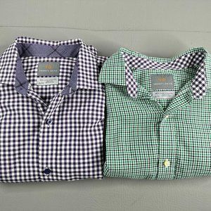 Thomas Dean Button Down Shirt Lot XL 18/20 Checkered Purple & Green